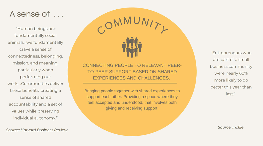 Thrive Hive - a new kinder community for business owners community support for business owners info slide.